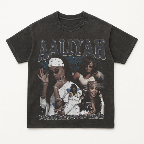 Aaliyah Png Design, Vintage Hip Hop Oversize 16x20 Shirt Graphic For Black Shirts